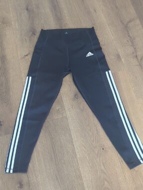 adidas Black Leggings with White Side Stripes